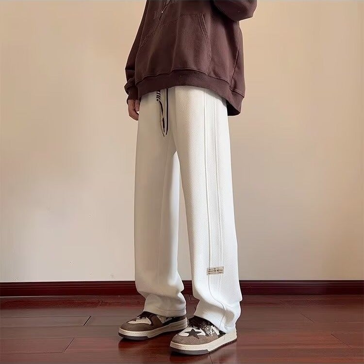 Jacaranda Fashion Brand White Pants Men'S Boys Straight Tube Loose Wide Leg Sports Casual Pants - Image 3